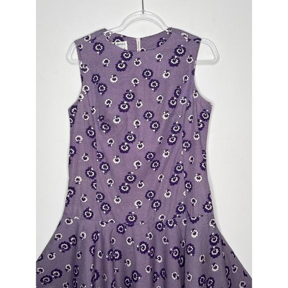 1960s Kenny Classics Purple Drop-Waist Floral Sleeveless Dress medium to large - Picture 3 of 10